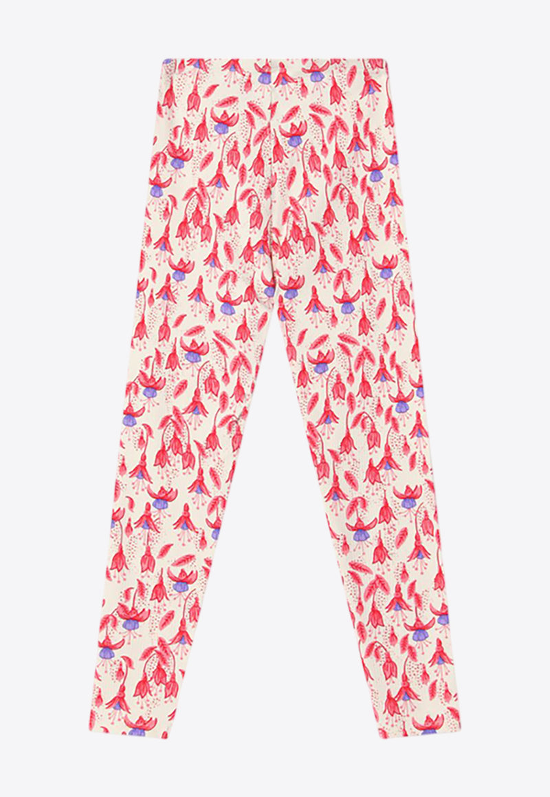 Mini Rodini Girls Floral Print Leggings Red 2473011442PL/P_MIRO-RE