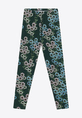 Mini Rodini Girls Daisy Print Leggings Green 2473011775BPL/P_MIRO-GR