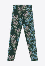 Mini Rodini Girls Daisy Print Leggings Green 2473011775BPL/P_MIRO-GR