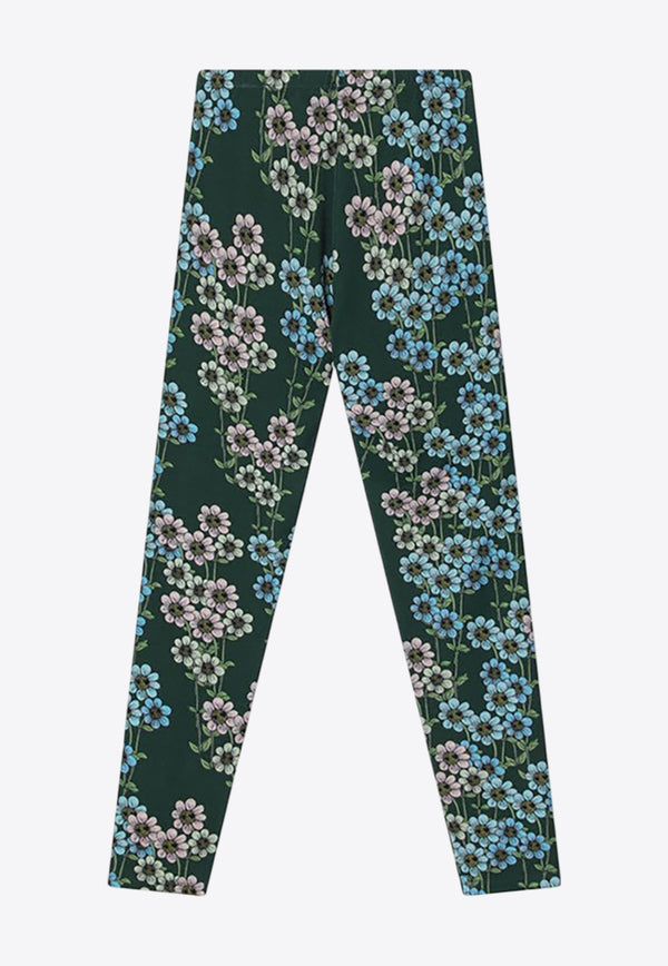 Mini Rodini Girls Daisy Print Leggings Green 2473011775BPL/P_MIRO-GR