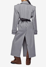 The Attico Double-Breasted Belted Trench Coat Gray 247WCC68D088GREY