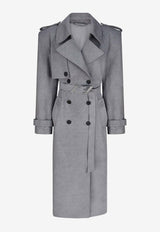 The Attico Double-Breasted Belted Trench Coat Gray 247WCC68D088GREY