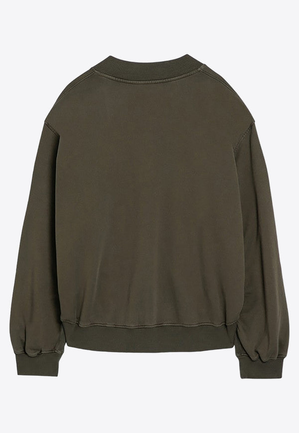 The Attico Oversized V-neck Cropped Sweatshirt Green 247WCF10JF03/P_ATTIC-722