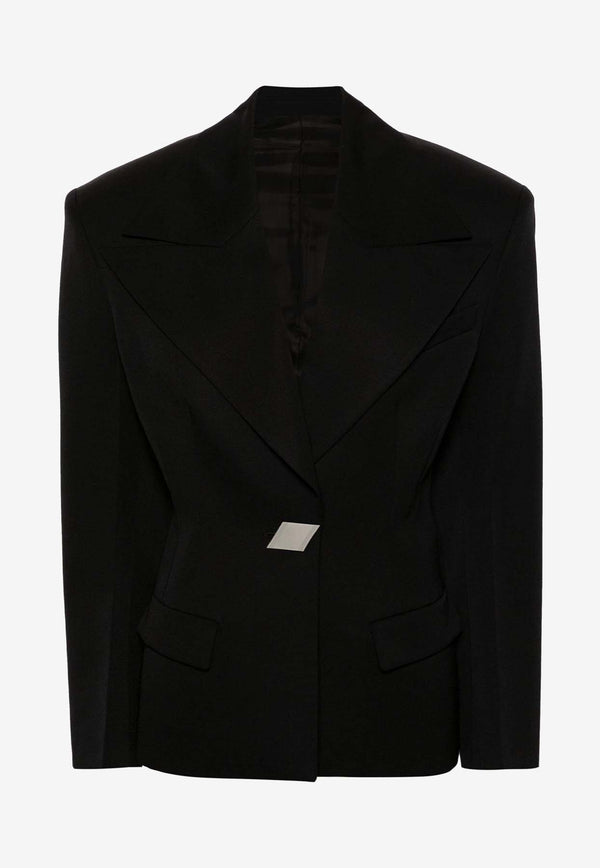 The Attico Single-Breasted Wool Blazer Black 247WCG63W046BLACK