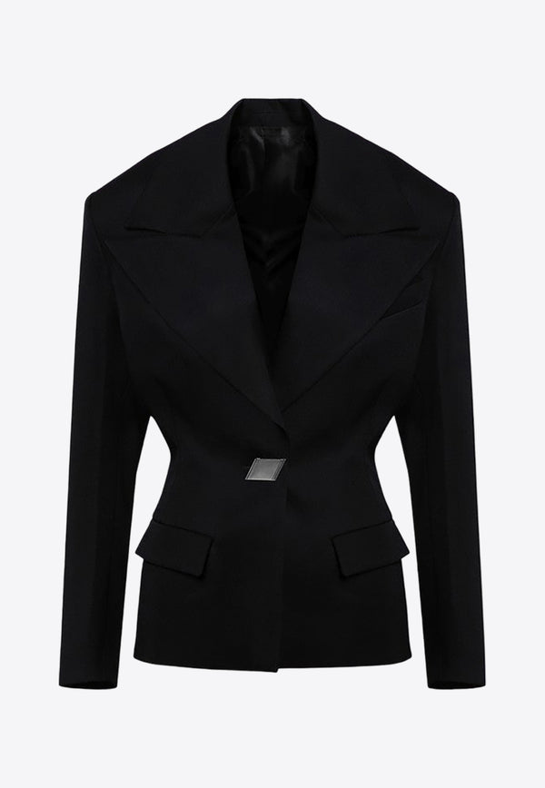 The Attico Single-Breasted Wool Jacket with Epaulettes Black 247WCG63W046/P_ATTIC-100