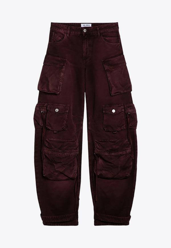 The Attico Washed-Effect Denim Cargo Pants Burgundy  247WCP84D088/P_ATTIC-729