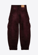 The Attico Washed-Effect Denim Cargo Pants Burgundy  247WCP84D088/P_ATTIC-729