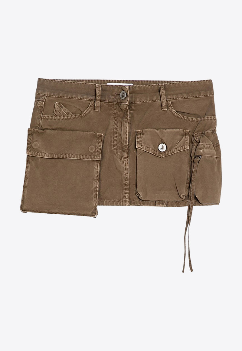 The Attico Cargo Denim Mini Skirt Brown 247WCS136C093/P_ATTIC-702