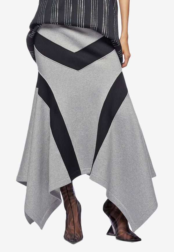 The Attico Asymmetric Paneled Midi Skirt Gray 247WCS254JF03GREY