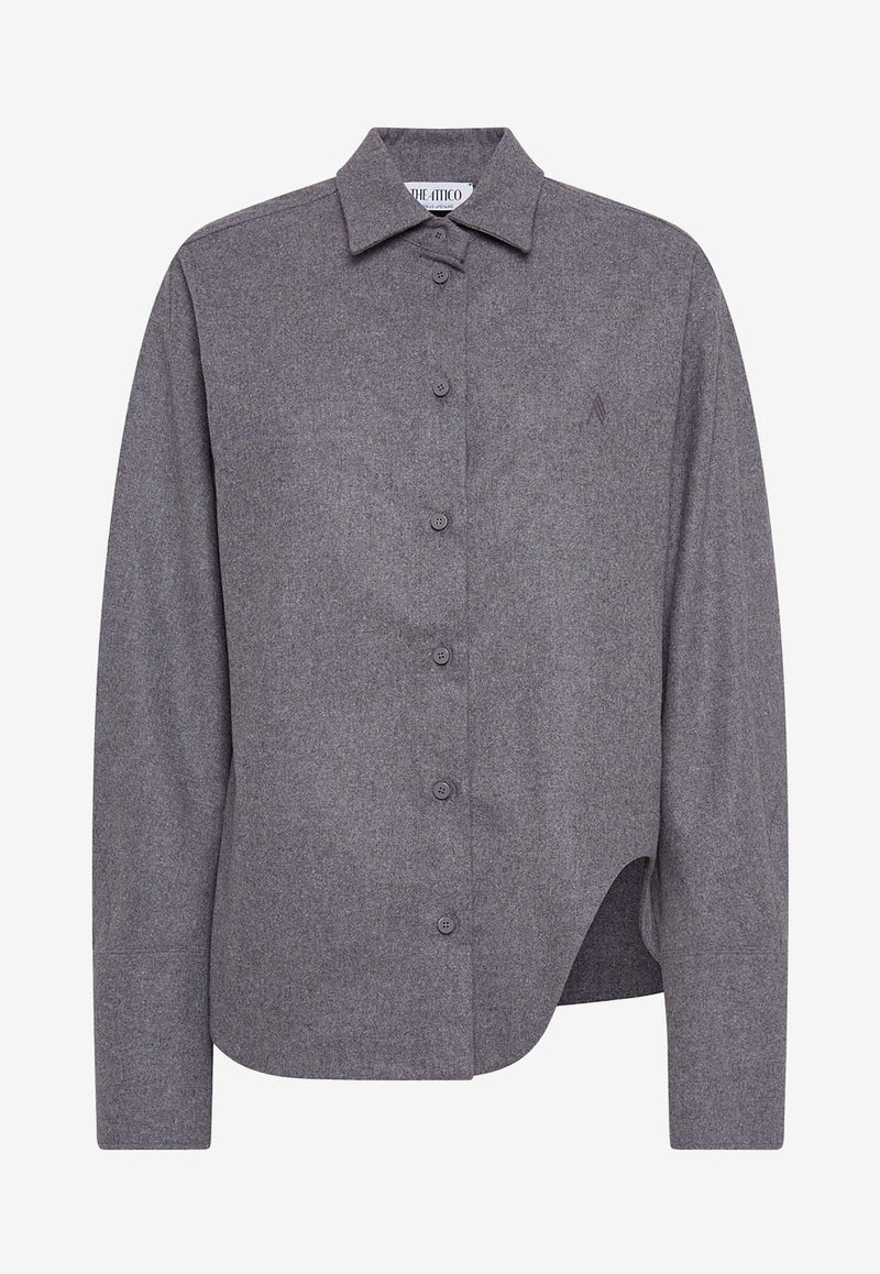 The Attico Eliza Asymmetrical Shirt Gray 248WCH14_W055_084