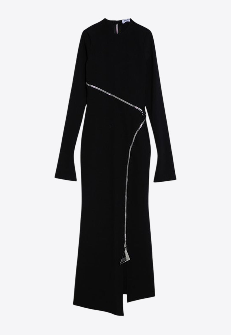 The Attico Zipped Long-Sleeved Midi Dress Black 248WCM158E100/P_ATTIC-100