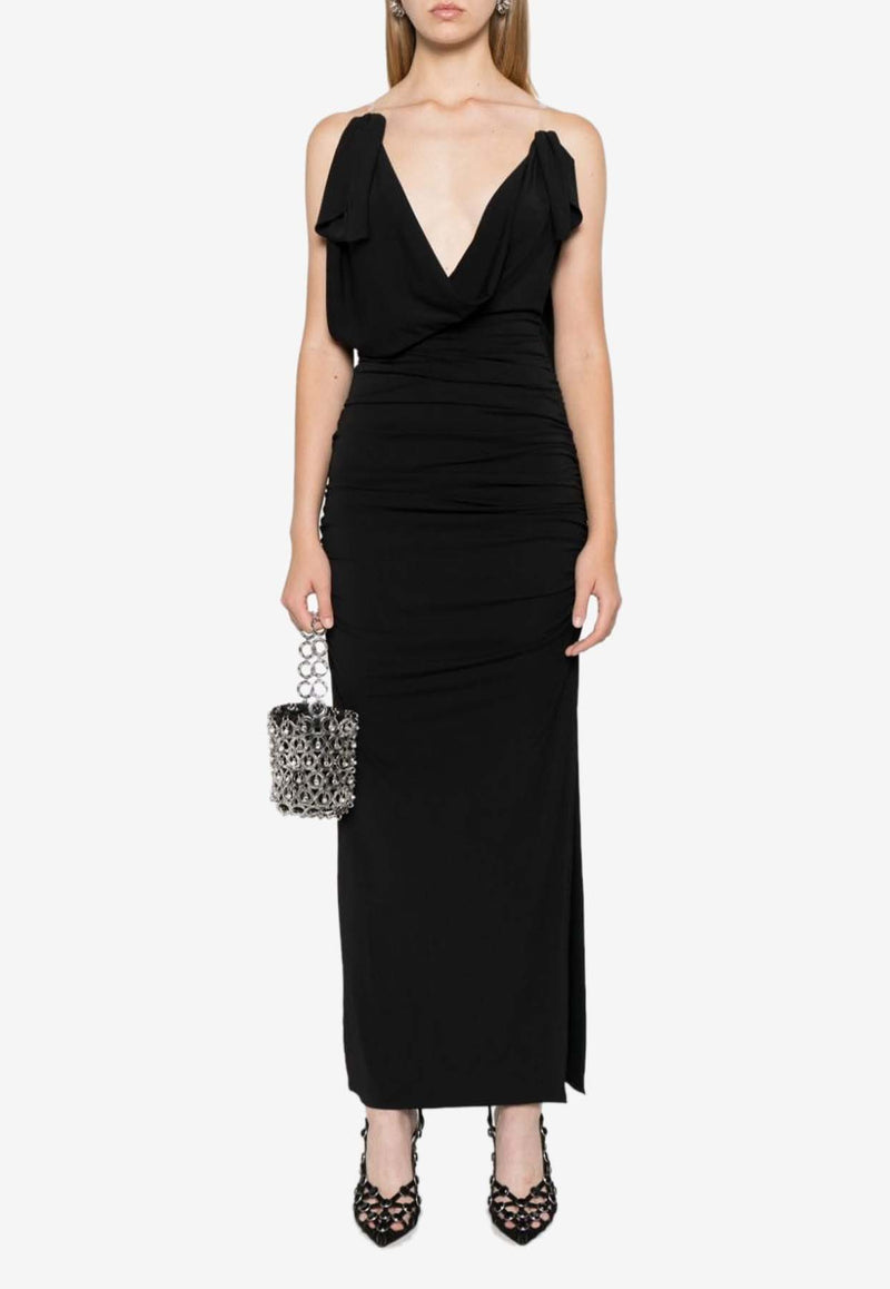 The Attico  Draped Maxi Dress Black 248WCM174_A014_100