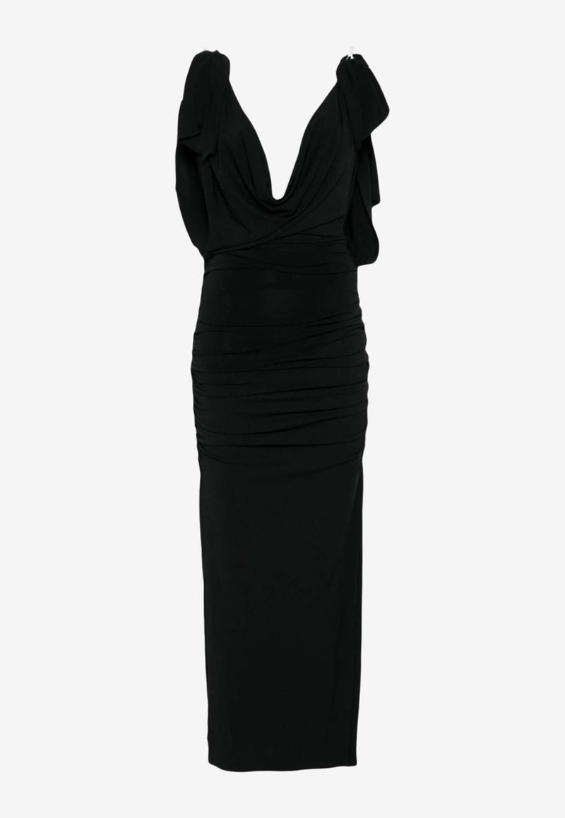 The Attico  Draped Maxi Dress Black 248WCM174_A014_100