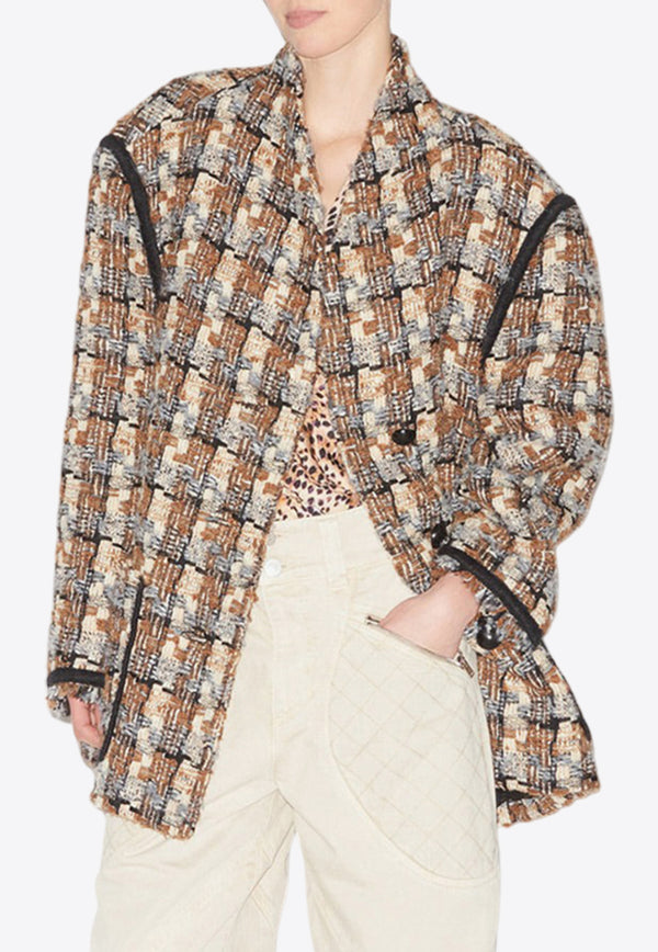 Isabel Marant Elanore Tweed Coat 24AMA0260FB-B3E03IBEIGE