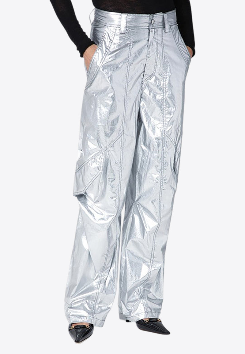 Isabel Marant Divina Metallic Cargo Pants Silver 24APA0388FAA3B43I/P_ISAMA-08SI