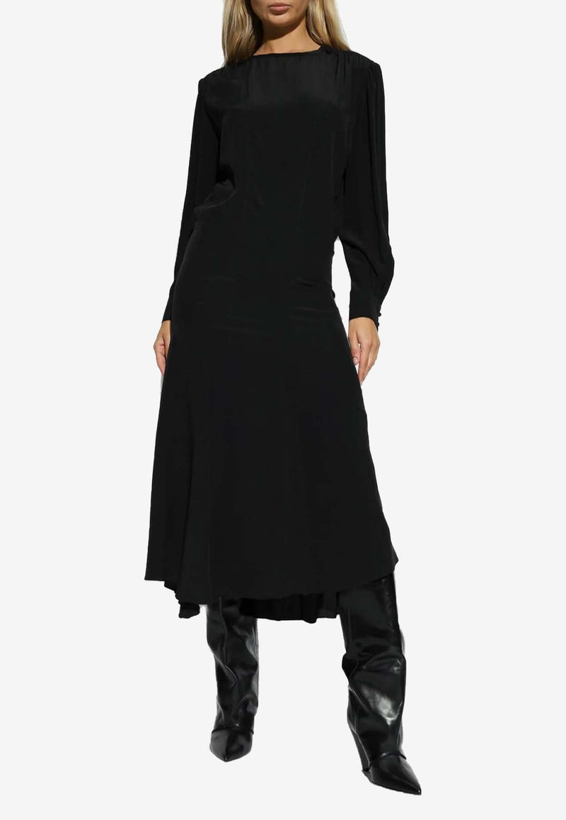 Isabel Marant Hanane Long-Sleeved Midi Dress 24ARO0571FB-B3J12IBLACK