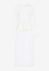 Aje Cathedra Belted Plisse Midi Dress White 24AW5153IVORY