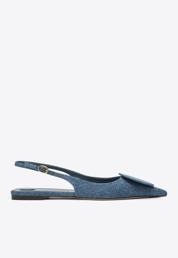 Jacquemus Duelo Slingback Denim Flats Blue 24E241FO0773176/Q_JACQM-330