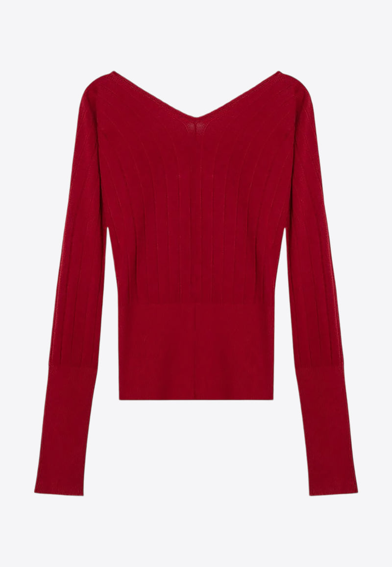 Jacquemus Logo Plaque V-neck Sweater Red 24E241KN3572358/P_JACQM-480