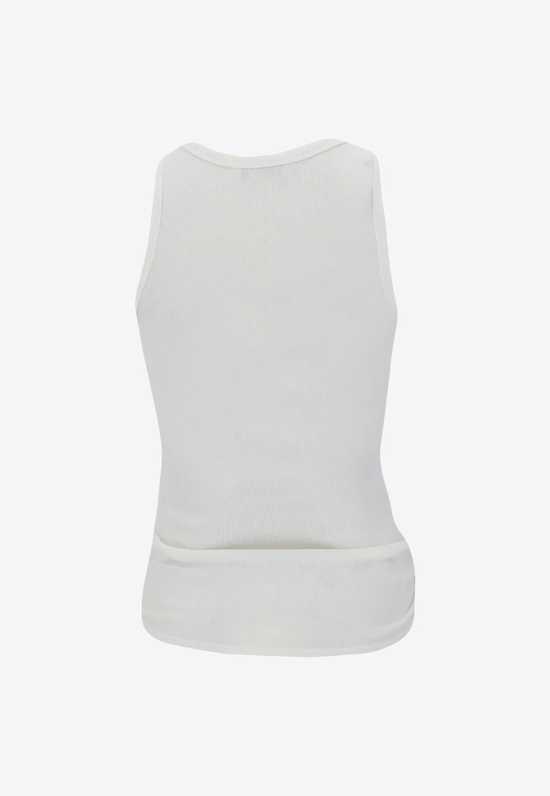 Paco Rabanne Signature Piercing Ribbed Tank Top White 24FJTE165_CO0530_P100