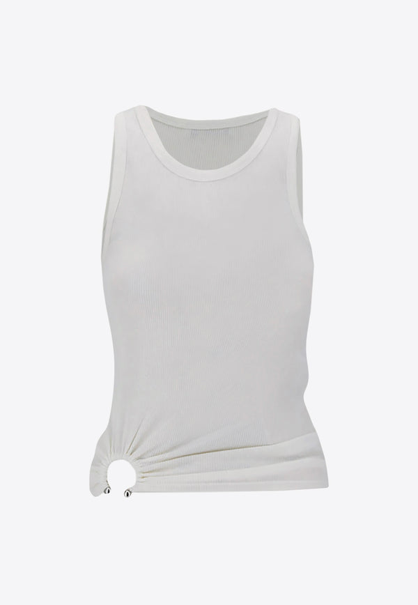 Paco Rabanne Signature Piercing Ribbed Tank Top White 24FJTE165_CO0530_P100