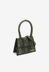 Jacquemus Le Chiquito Moyen Bag in Embossed Python Leather Green 24H213BA0023198/P_JACQM-550