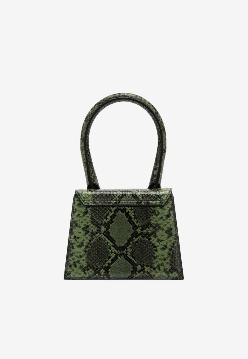 Jacquemus Le Chiquito Moyen Bag in Embossed Python Leather Green 24H213BA0023198/P_JACQM-550