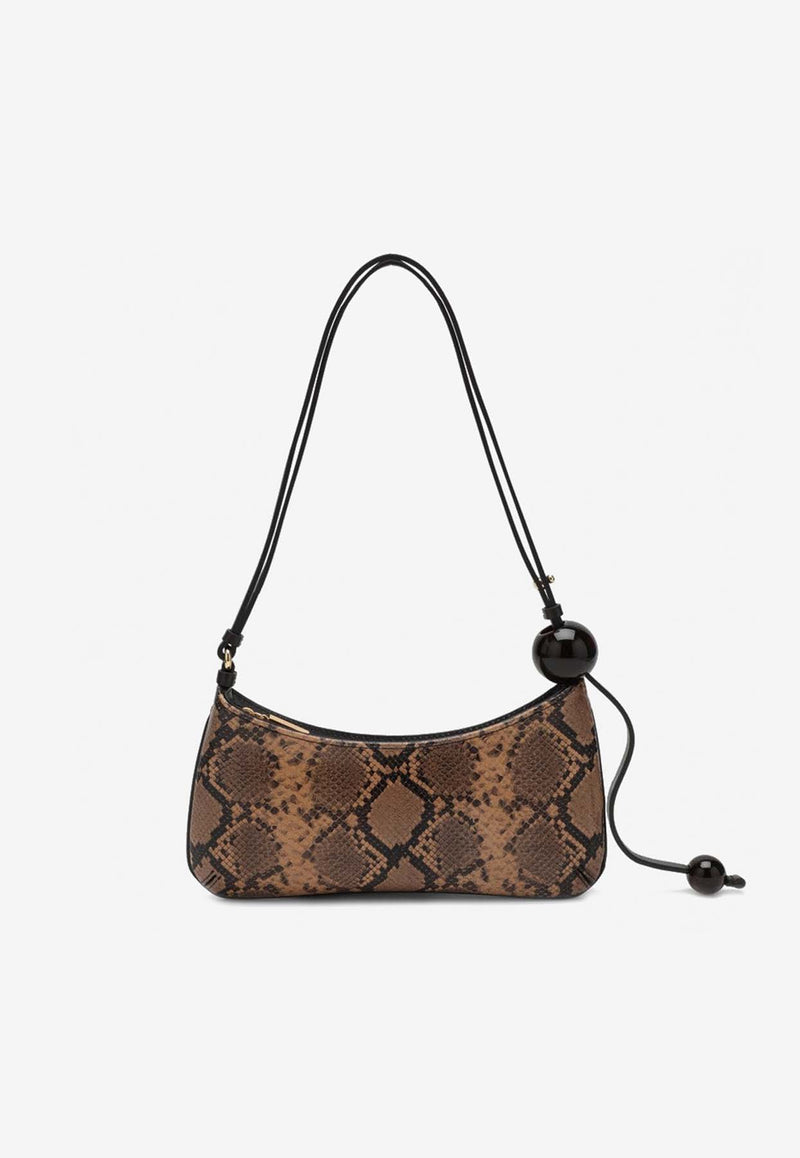 Jacquemus Le Bisou Perle Python-Embossed Shoulder Bag Brown 24H231BA0573198/P_JACQM-810