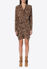 Isabel Marant Cleora Leopard Print Mini Dress  Brown 24HRO0648FAB4J07I/P_ISAMA-99LE