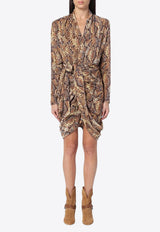 Isabel Marant Cleora Snake Print Mini Dress Beige 24HRO0648FBB4J02I/P_ISAMA-23SD