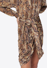 Isabel Marant Cleora Snake Print Mini Dress Beige 24HRO0648FBB4J02I/P_ISAMA-23SD