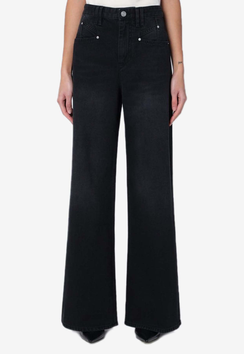 Isabel Marant Lemony Wide-Leg Jeans  Black 24PPA0052FAB1H06I/Q_ISAMA-01BK