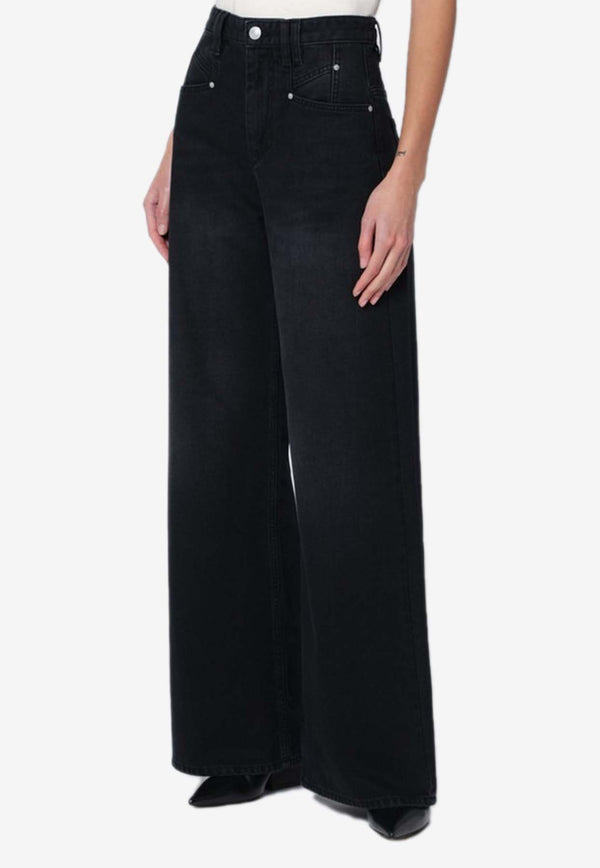 Isabel Marant Lemony Wide-Leg Jeans  Black 24PPA0052FAB1H06I/Q_ISAMA-01BK