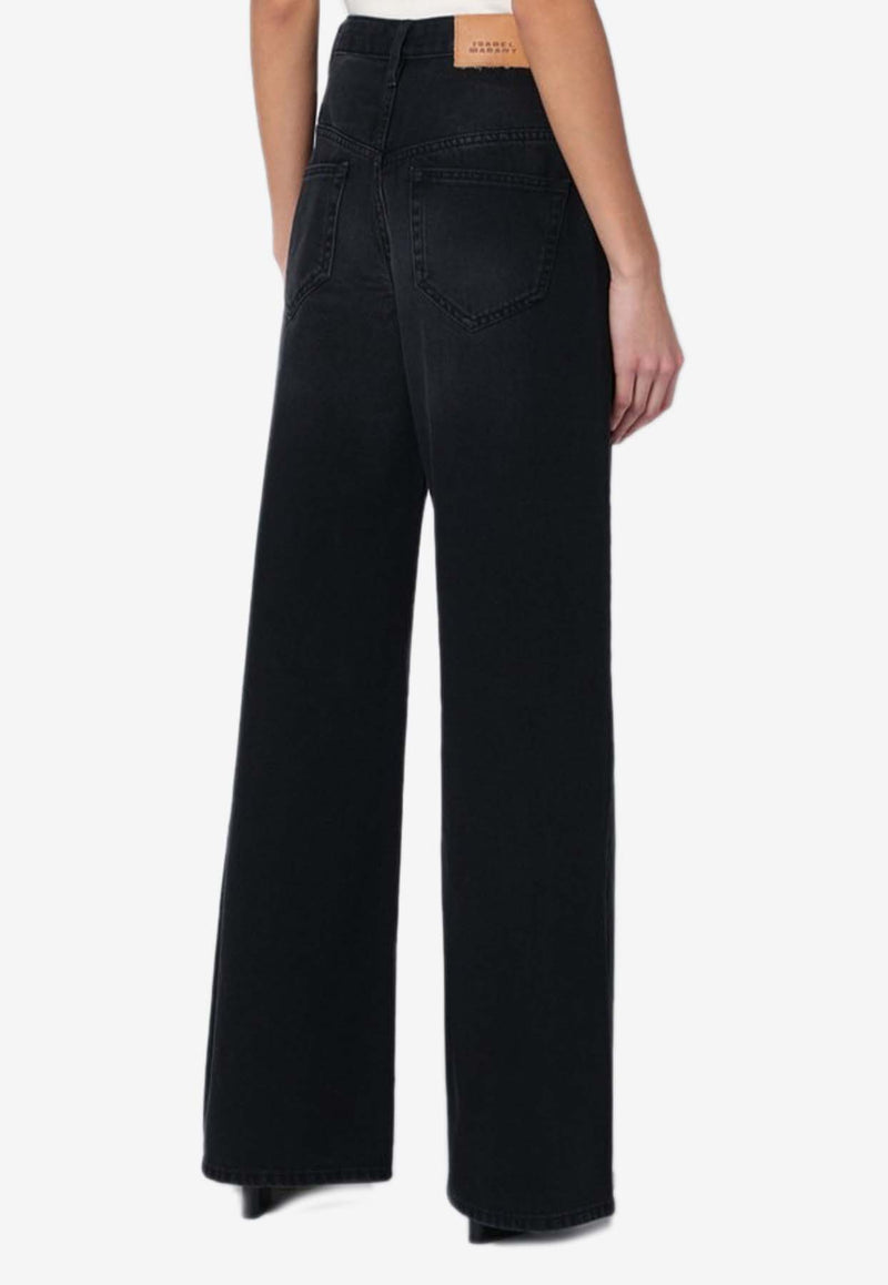 Isabel Marant Lemony Wide-Leg Jeans  Black 24PPA0052FAB1H06I/Q_ISAMA-01BK