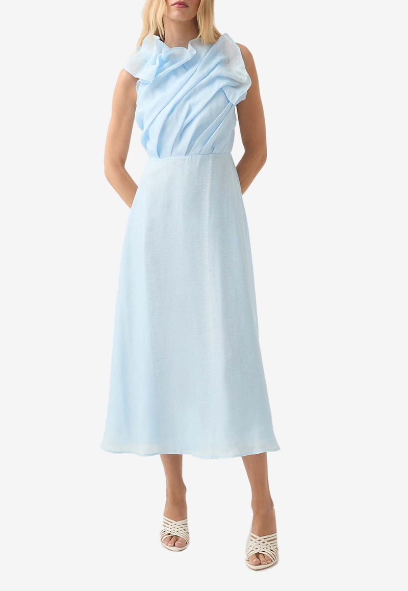 Aje, HNKW, SS25, Women, Clothing, Dresses, Midi Dresses, Sleeveless Dresses Genesis Draped Midi Dress Light Blue 24RE5456BLUE