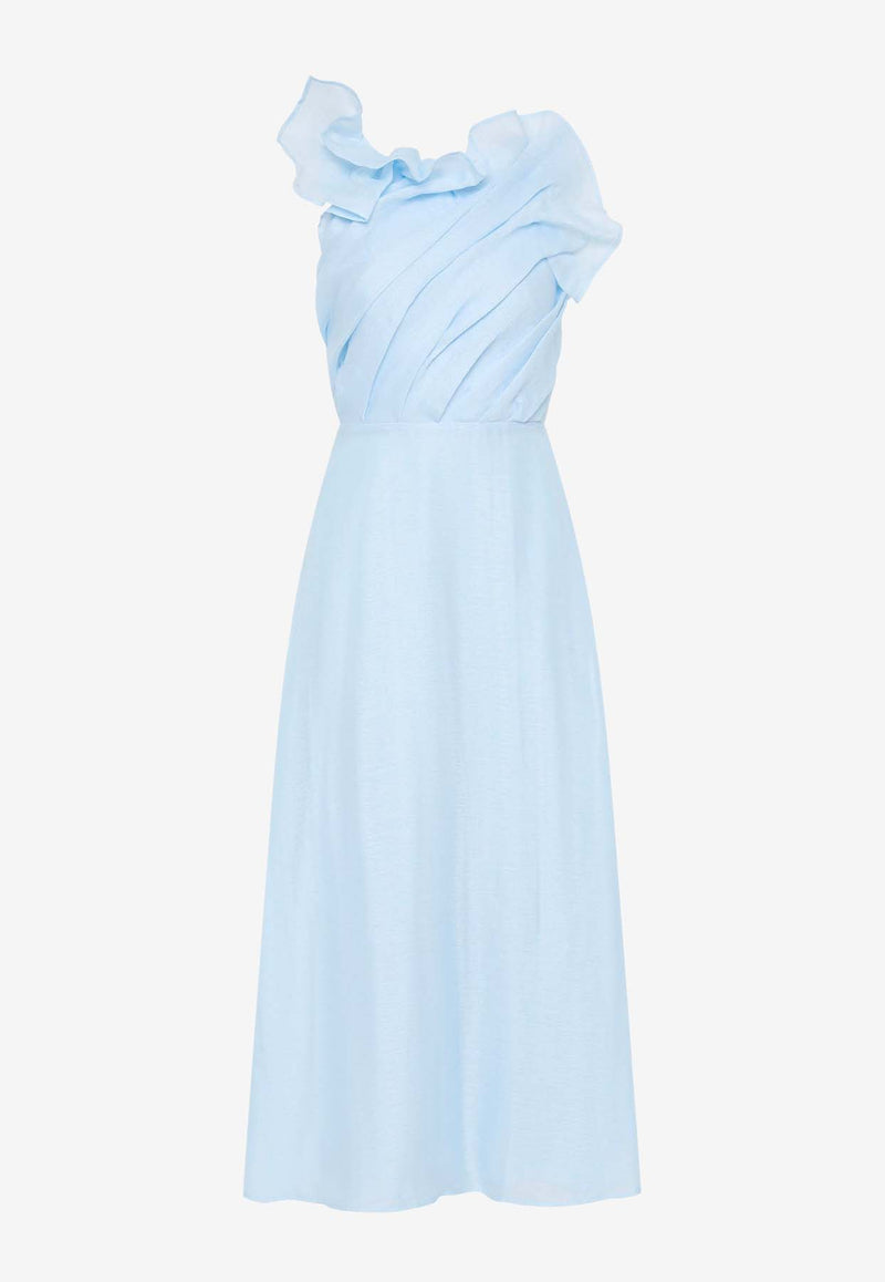 Aje, HNKW, SS25, Women, Clothing, Dresses, Midi Dresses, Sleeveless Dresses Genesis Draped Midi Dress Light Blue 24RE5456BLUE