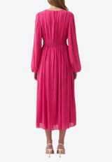 Aje Genevieve Pleated Midi Dress Pink 24SS5291FUCHSIA