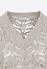 Lace Knit V-neck Sweater