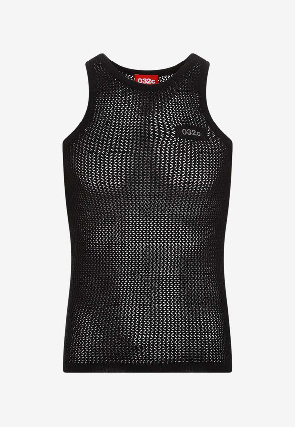 Logo-Patch Fishnet Tank Top