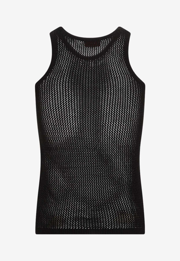 Logo-Patch Fishnet Tank Top