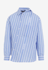 Asymmetric Striped Silk and Wool Shirt