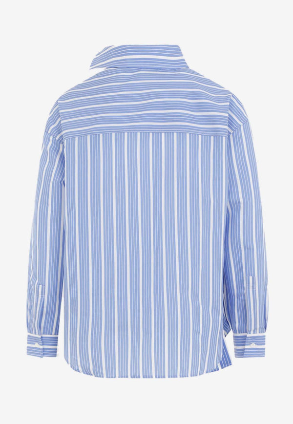 Asymmetric Striped Silk and Wool Shirt