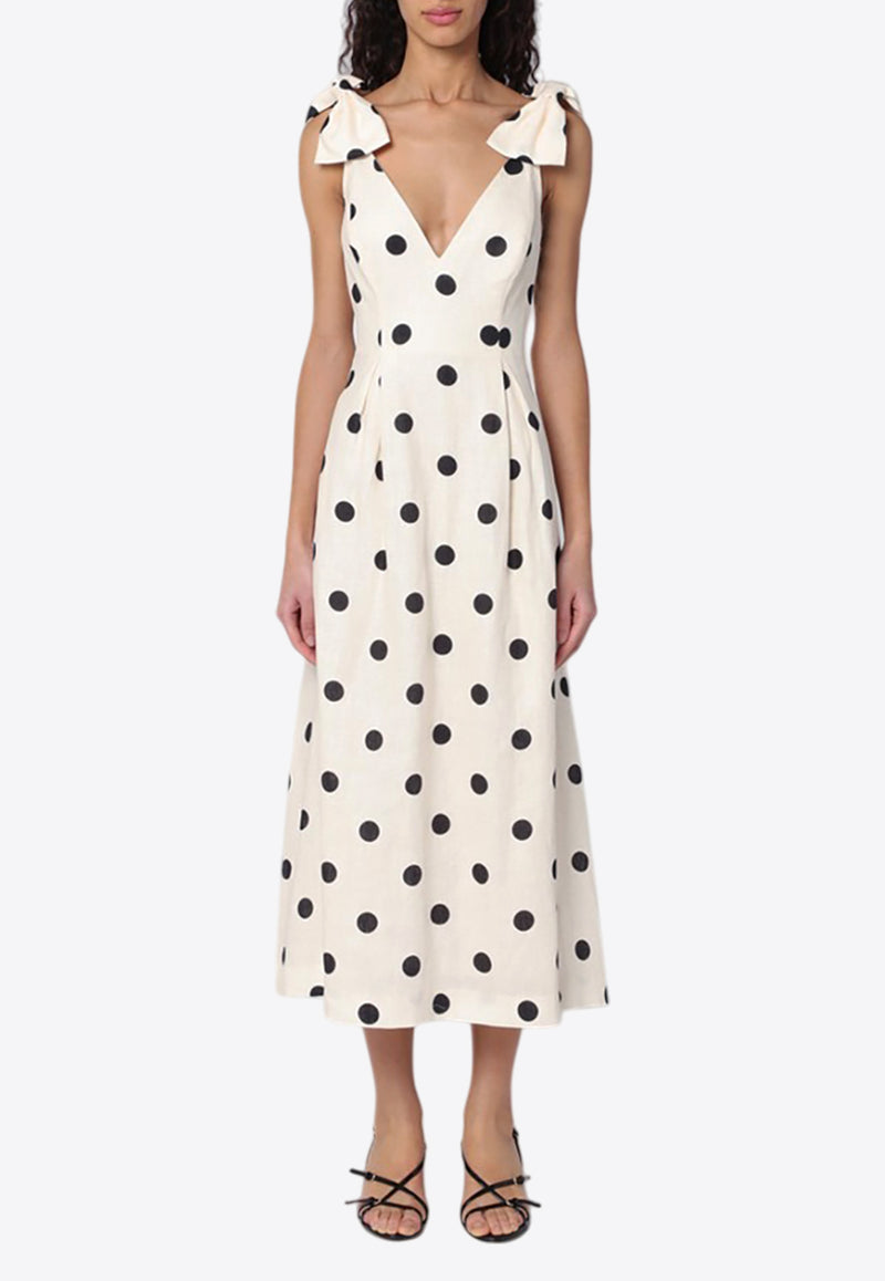 Zimmermann Crush Polka Dot Midi Dress  Ivory 2503DR251LI/Q_ZIMM-CB