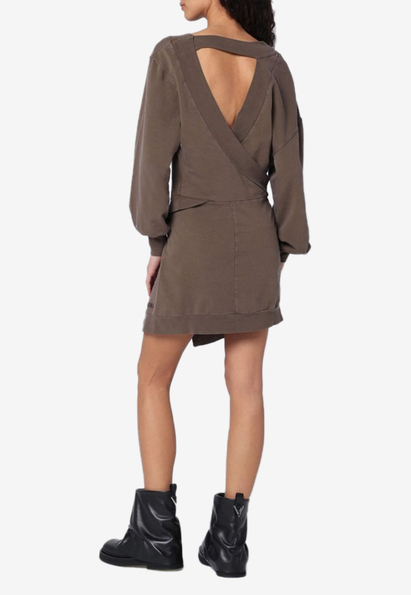 The Attico Asymmetrical Mini Dress Brown 250WCA00397JJF006A/Q_ATTIC-801