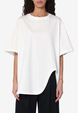 The Attico Asymmetrical Crewneck T-shirt White 250WCT00350JJJ025A/Q_ATTIC-001