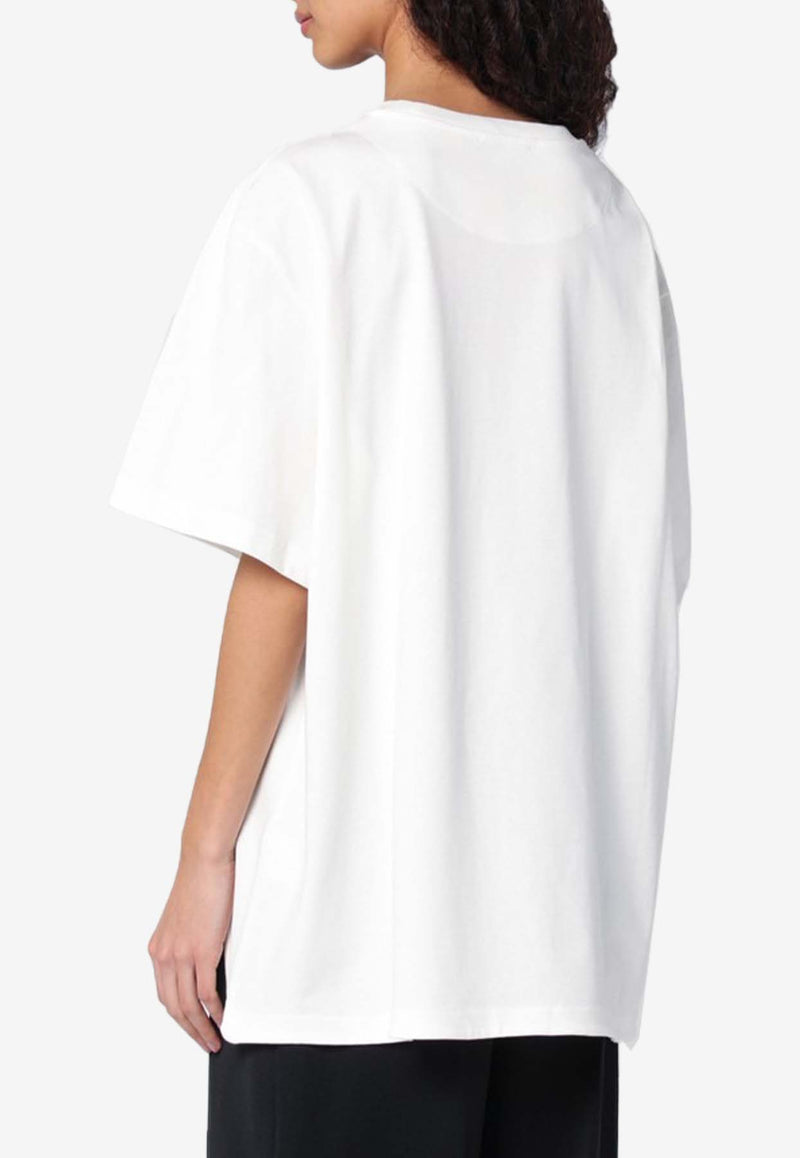 The Attico Asymmetrical Crewneck T-shirt White 250WCT00350JJJ025A/Q_ATTIC-001