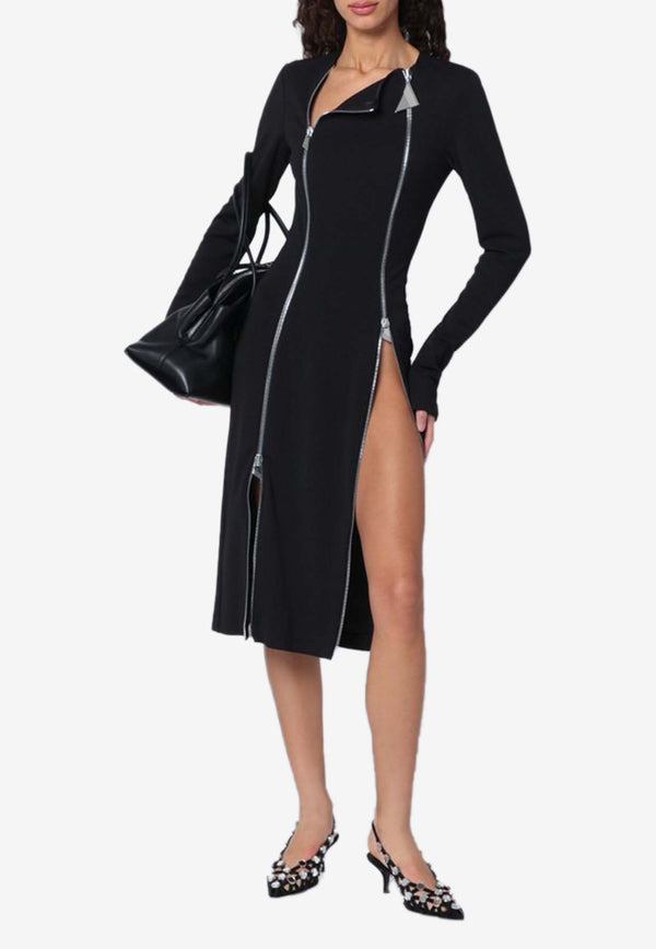 The Attico Zipped Midi Dress Black 250WCW00210PLL002A/Q_ATTIC-100