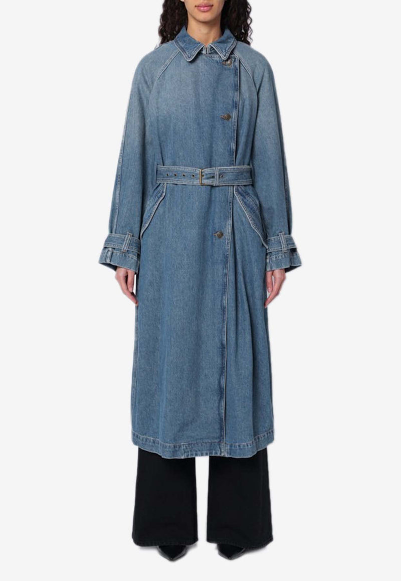 Isabel Marant Trench Denim Long Coat With Belt Blue 25PMA0413FAC1H01I/Q_ISAMA-30BU