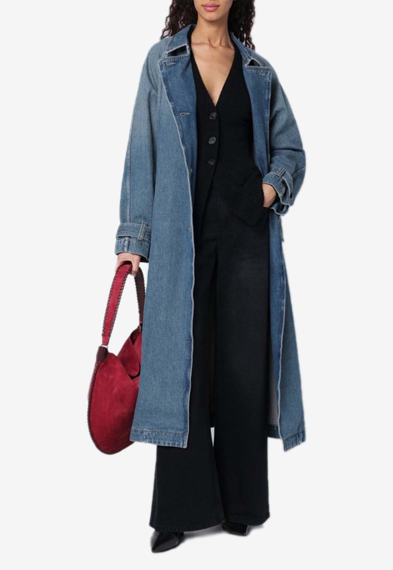 Isabel Marant Trench Denim Long Coat With Belt Blue 25PMA0413FAC1H01I/Q_ISAMA-30BU