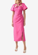 Aje, HNKW, SS25, Women, Clothing, Dresses, Midi Dresses, Sleeved Dresses Presence Twisted Midi Dress Fuchsia 25RE5070FUCHSIA